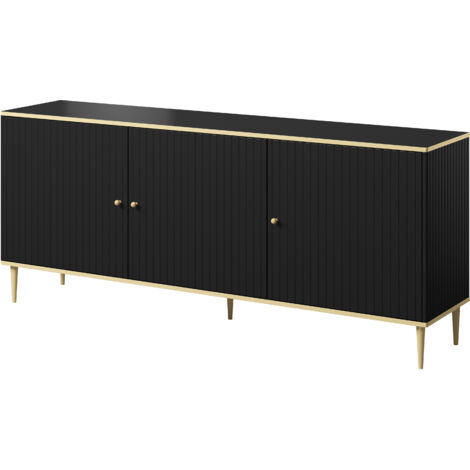 Kommode GLAMOUR 180 cm schwarz matt + gold