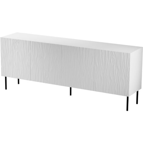 Kommode JUNGLE 190 cm 4D gefräste front MDF-platte weiß matt
