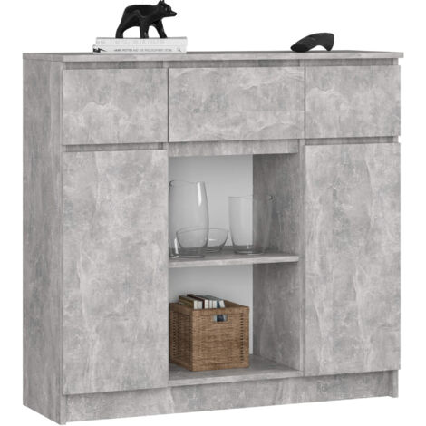 Kommode K100 Beton 101 cm 2 Türen 3 Schubladen 6 Regalböden B101xH98xT35 cm