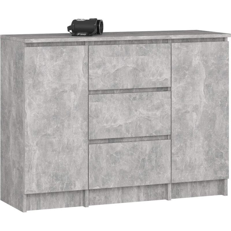Akord Kommode K100 Beton 101 Cm 2 Türen 3 Schubladen 4 Regalböden B101xh76xt35 Cm