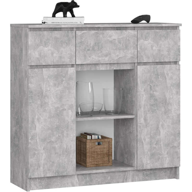 Akord Kommode K100 Beton 101 Cm 2 Türen 3 Schubladen 6 Regalböden B101xh98xt35 Cm