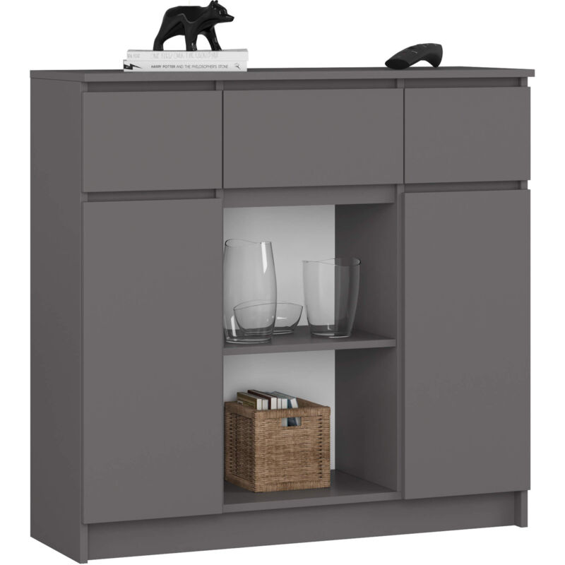 Akord Kommode K100 Graphitgrau 101 Cm 2 Türen 3 Schubladen 6 Regalböden B101xh98xt35 Cm