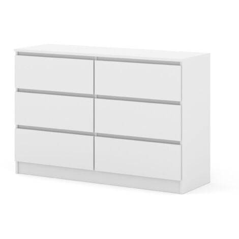 BIM FURNITURE Kommode MAJA S6 120 cm matt weiß mit 6 Schubladen