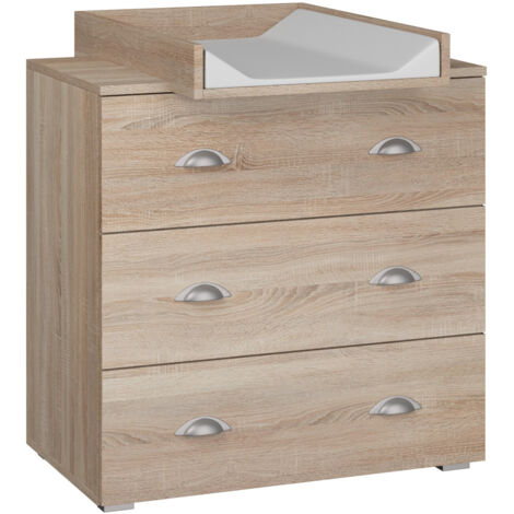 Kommode MIA 80 cm mit wickelunterlage sonoma eiche