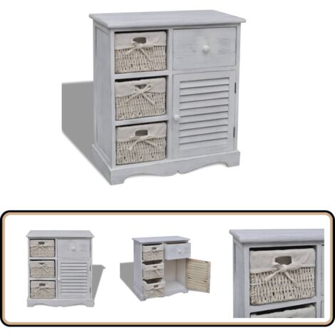 Kommode mit 3 Körben Weiß - Kommode - Holzmöbel - Aufbewahrungsbox - Wohnzimmer Dekoration - Garderobe