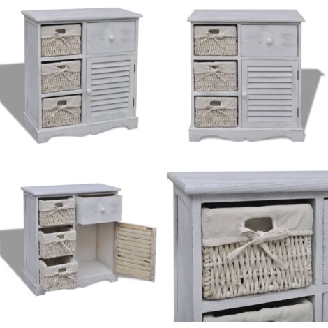 Kommode mit 3 Körben Weiß - Kommode - Holzmöbel - Aufbewahrungsbox - Wohnzimmer Dekoration - Garderobe - Home & Living