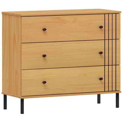 Kommode mit 3 Schubladen Kiefer massiv eichefarbig WILLOW-69