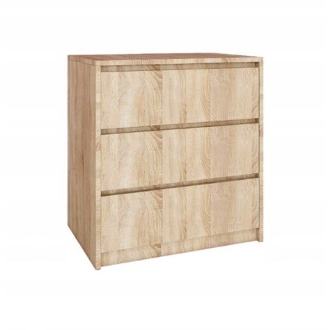 Kommode mit 3 Schubladen Sonoma Eiche grifflose Fronten 70x75x43 cm