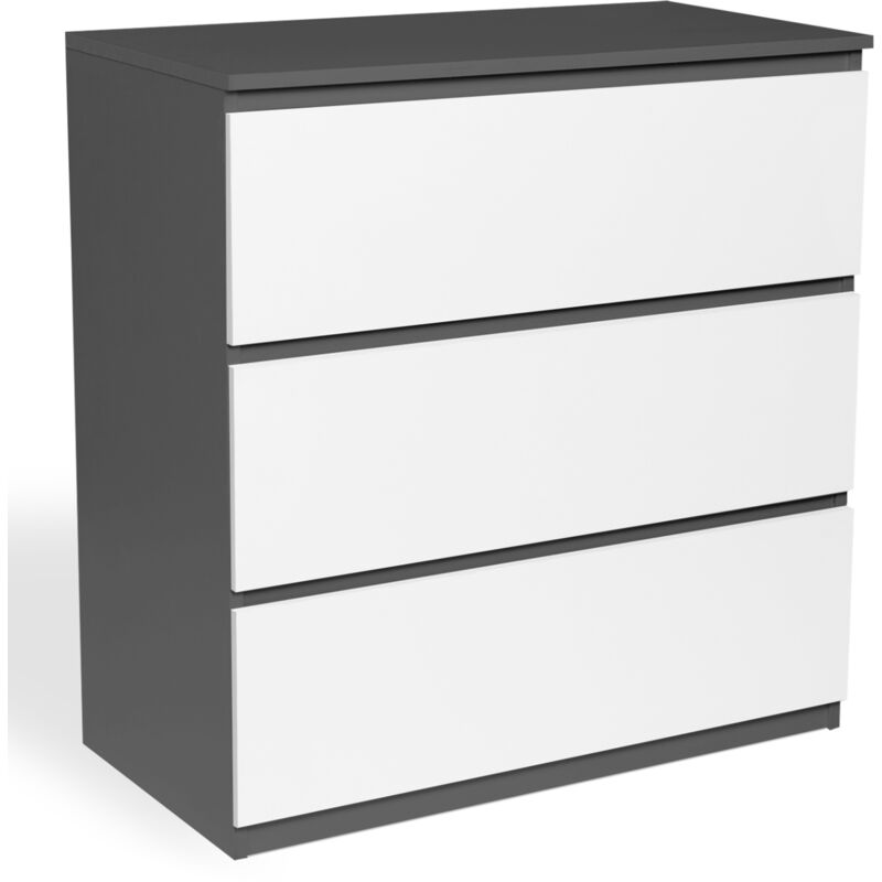Idmarket Grau - Kommode Mit 3 Schubladen Tomi 78 Cm Holz Und Weiß