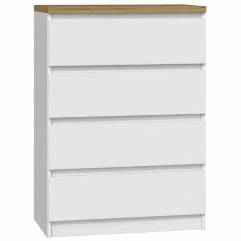 ROE FURNITURE Kommode mit 4 Schubladen, 60 cm Weiß - Artisan Sideboard