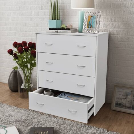 Kommode mit 4 Schubladen 60×30,5×71 cm Weiß CFW640544