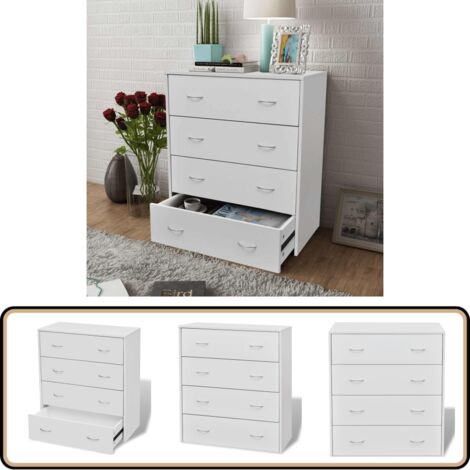 Kommode mit 4 Schubladen 60×30,5×71 cm Weiß - Kommode - Sideboard - Wohnraum - Schlafzimmer - Flurbereich