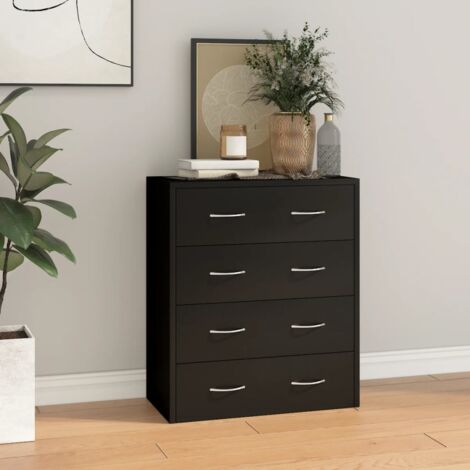 Kommode mit 4 Schubladen, Sideboard, Küchenschrank, Anrichte für Wohnzimmer 60×30,5×71 cm Schwarz LLLA801033 BonneVie