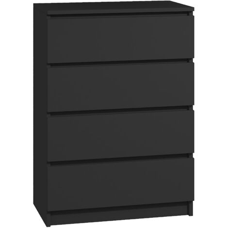 Kommode mit 4 Schubladen Sideboard Schrank schwarz