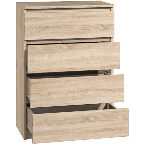 Kommode mit 4 Schubladen Sideboard Schrank Sonoma 70cm