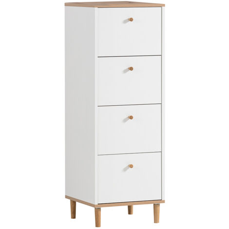 Kommode mit 4 Schubladen weiß matt mit Eiche HELMA-80