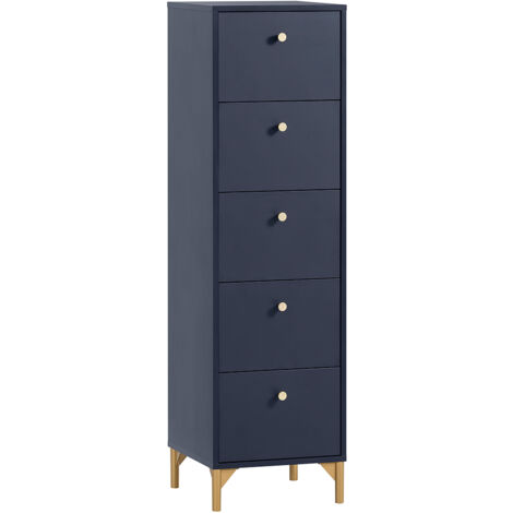 Kommode mit 5 Schubladen, 40cm breit, blau, ALBENGA-80