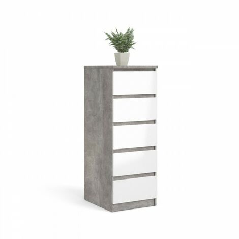 Kommode mit 5 Schubladen aus weißem Beton cm 111 h