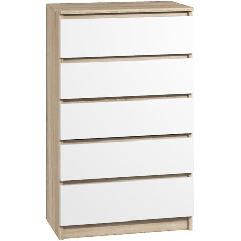 Kommode mit 5 schubladen sonoma weiß Sideboard Bella