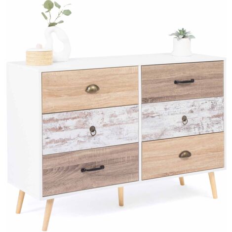 Kommode mit 6 Schubladen BAHIA 115 cm skandinavisch