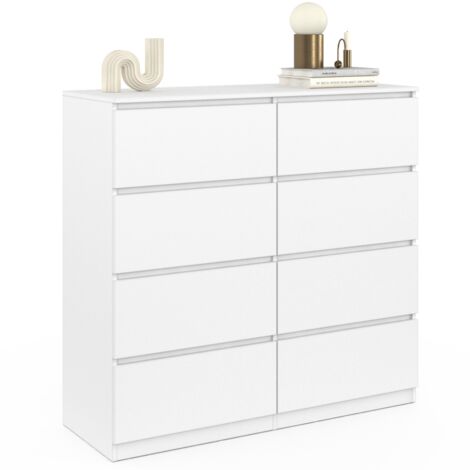 Kommode mit 8 Schubladen TOMI 110 cm Holz weiß