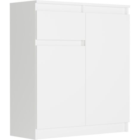 Kommode mit Schublade und Schrank, Weiß, 80 x 40 x 98 cm - Modern S-1