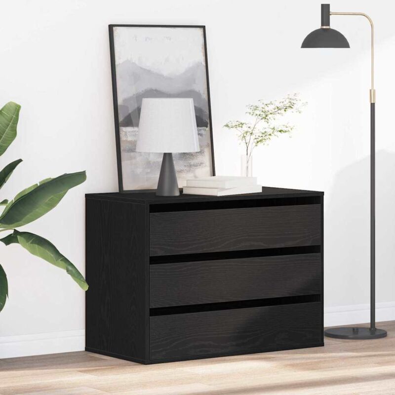 Kommode Schwarze Eiche 80 X 41 X 58 Cm Holzwerkstoff Vidaxl