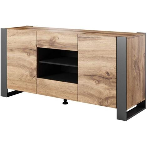 Kommode NUNKI 164 cm eiche wotan / anthrazit