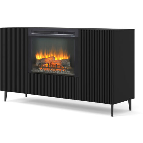 BIM FURNITURE Kommode RAVENNA B 147 cm 2D1K schwarz mit Kamin