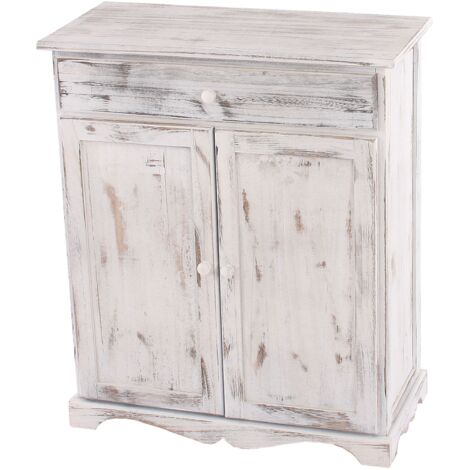 Kommode Schrank, 78x66x33cm, Shabby-Look, Shabby-Look, Vintage weiß