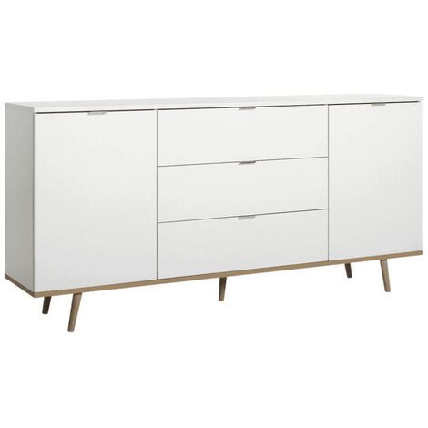FINORI Kommode Sideboard Stauraumkommode Buffet ca. 180 cm GÖTEBORG 51 Weiß / Sonoma ...