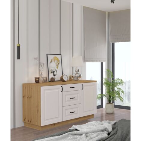 Kommode Stilo 150cm Esszimmer Landhaus Weiss Eiche Artisan Buffet Küche Anrichte