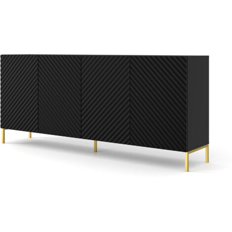 Kommode SURF 200 cm 4D schwarz matt gefräst
