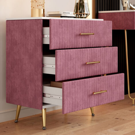 Kommode Velia, Rosa, 70 x 78.5 cm mit 3 Schubladen, Vicco