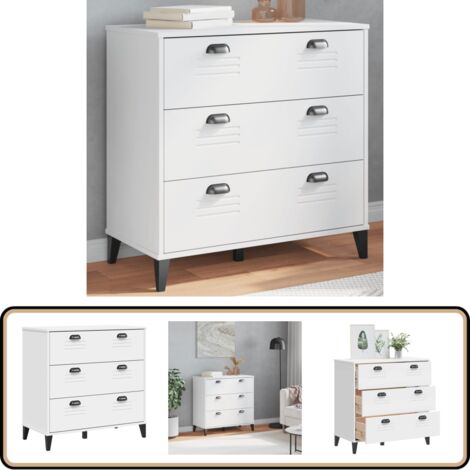 Kommode VIKEN Weiß Holzwerkstoff - Industrieller Schreibtisch - Holzschrank - Regal Weiß - Wohnzimmermöbel - Sideboard