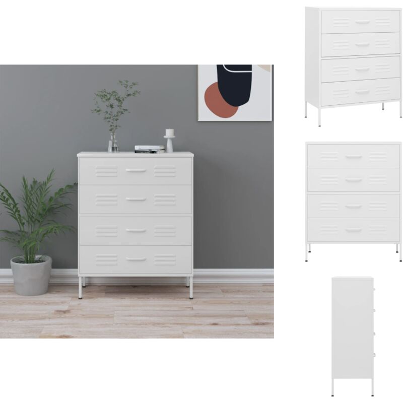 Vidaxl Kommoden - Living Kommode Weiß 80x35x101, 5 Cm Stahl