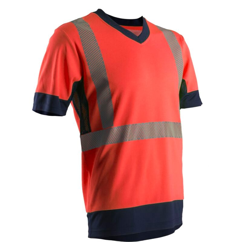 T-shirt de travail manches courtes haute visibilité komo - Rouge FLuo xl - 52/54