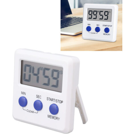 Kompakter Digitaltimer mit Ständer, Magnet und großem LCD-Display für Küche, Fitness und Büro – einfacher, vielseitiger ABS-Timer, maximale Zeitschaltuhrdauer 99 Minuten 59 Sekunden – 30-Sekunden-Alar