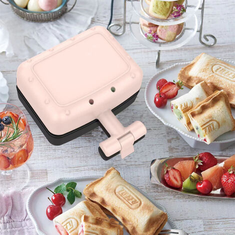 Kompakter elektrischer Sandwichmaker mit Antihaftplatten, Kontrollleuchte und dualer Heizfunktion für Toast und Sandwiches – 300 W, Aluminium