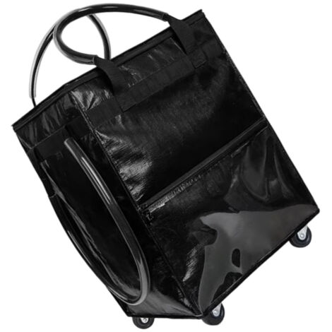 Kompakter, faltbarer, wasserdichter Rollkoffer aus Polyester mit Rollen und Rucksackfunktion für Reisen, Einkaufen, Camping, Trolley, Schwarz, 42 cm Fassungsvermögen