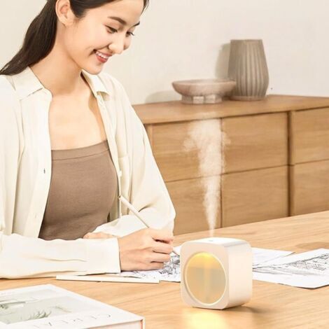 Kompakter Luftbefeuchter, geräuscharmer Luftbefeuchter für kleine Räume, USB-Nachtlicht für Zuhause, Auto, Büro, Schlafzimmer, Meditation