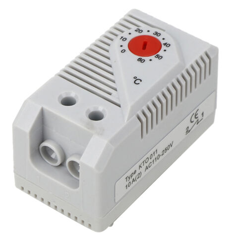 Kompakter mechanischer Thermostat 0–60 °C, elektrischer Temperaturregler, DIN-Schienenmontage, roter oder blauer Knopf, 100 % neu, 1 Stück