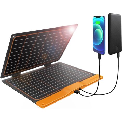 Kompaktes 20 W 5 V USB-Solarpanel-Ladegerät, USB-A PD2.0 USB-C, faltbar, tragbar, leicht, ETFE-Notfallpanel, IP67, wasserdicht, für Wandern, Camping, Rucksack für Handy, Tablet, Stromversorgung