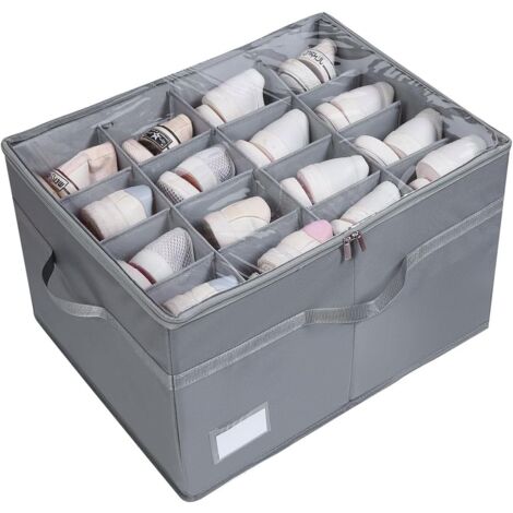 Kompaktes Schuhregal für den Schrank, Kapazität für 16 Paar Schuhe, geräumiger Schuhschrank, mit transparentem Kunststoffdeckel, stabile Aufbewahrungsbox zur Schuhorganisation, Lagerregal.