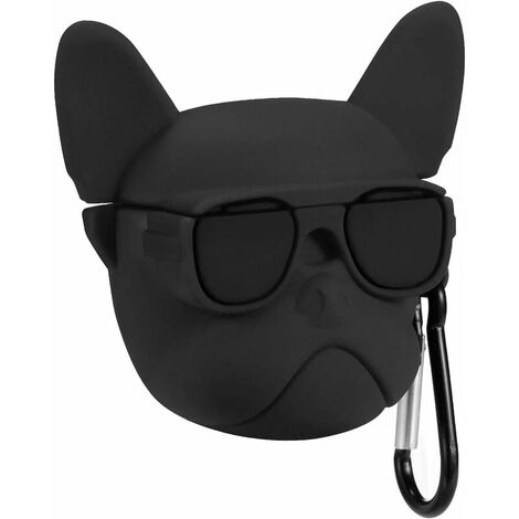 Kompatibel mit Airpods Pro Hülle (schwarzer Glashund), Silikon 3D niedliches lustiges Tier Cartoon lustiger Charakter Airpod Cover, modisches cooles elegantes Design Skin, Hüllen für Teenager Mädchen