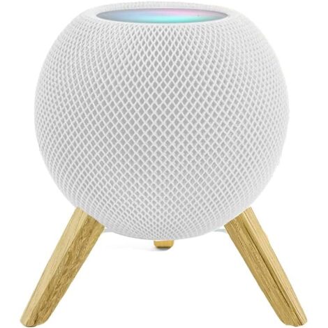 Kompatibel mit Apple HomePod Mini Halterung, Tischständer aus Holz mit integriertem Kabelmanagement, Lautsprecherhalterung (Apple HomePod Mini, Weiß) 0071