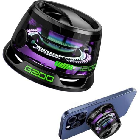 Kompatibel mit iPhone, Android, TWS-Kopplung – Magnetischer Bluetooth-Lautsprecher, G200 multifunktionaler tragbarer Lautsprecher mit RGB-Mehrfarben-Lichtshow – 3D-Surround-Sound-Effekt, (Schwarz)