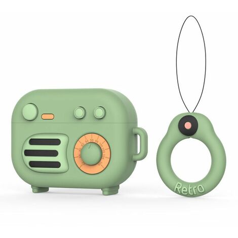 Kompatibel mit Retro Radio AirPods Case Pro (Grün), Retro Radio Gramophone Silikon Schutzhülle, Funny Kawaii Cute Fashion Cartoon 3D Cover für AirPods