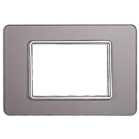 Kompatible Abdeckrahmen Vimar Plana 3 module Glas Silber Farbe Ettroit EV84306