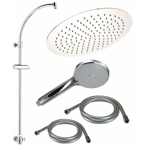 Komplett Duschsystem TropenDusche Aufputz mit Kopfbrause Ø40cm, Handbrause Ø120mm
